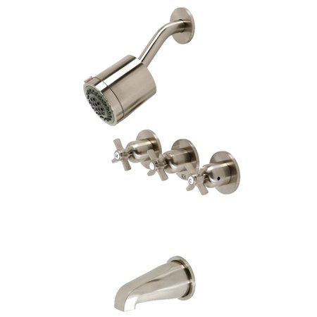 KINGSTON BRASS Tub and Shower Faucet, Brushed Nickel, Wall Mount KBX8138ZX